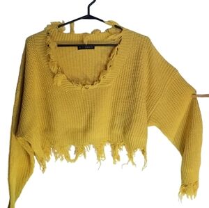 Zaful Knit Sweater Crop Top Long Sleeve OS